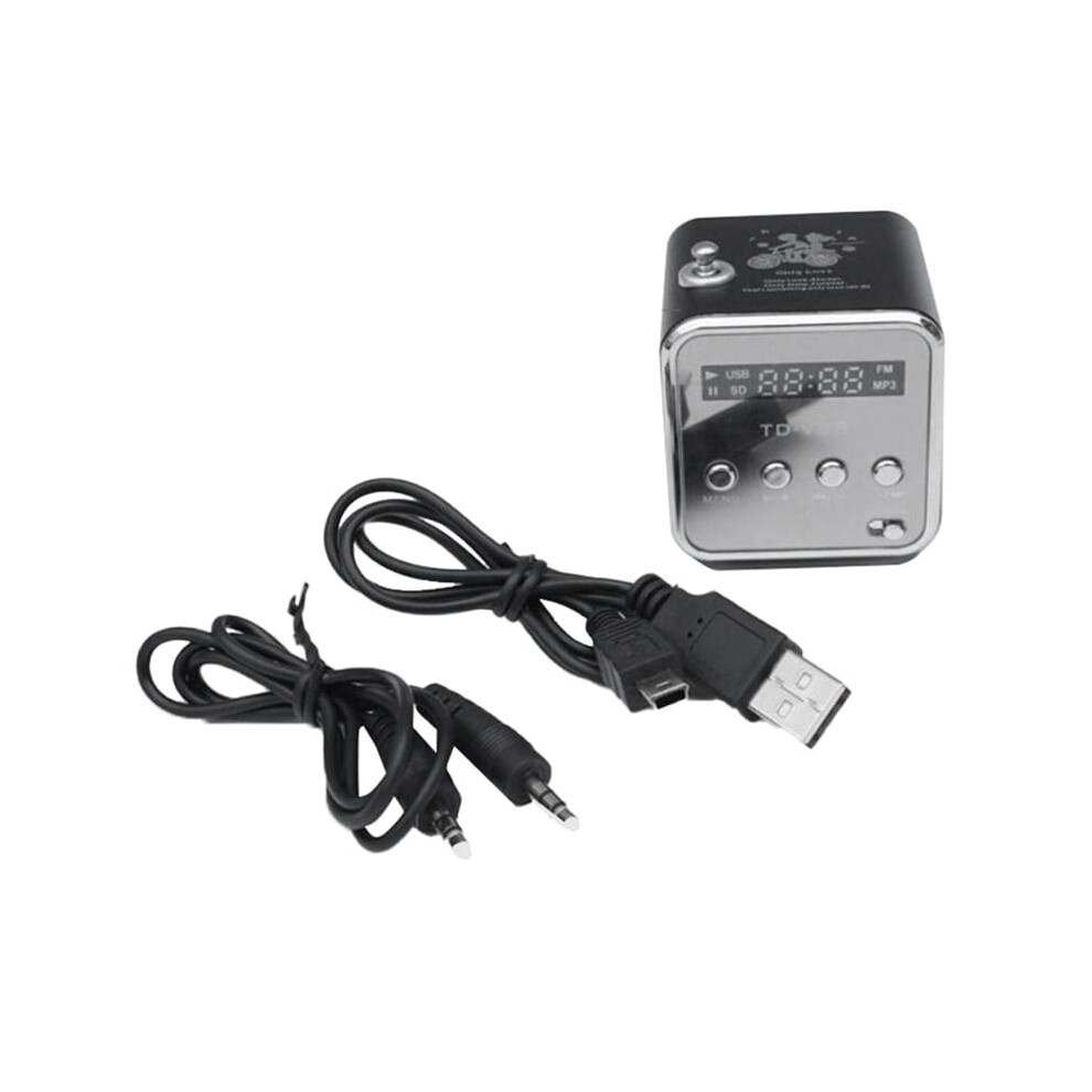 Td-V26 Digital Portable Mini Fm Radio Receiver Led Loudspeaker Wireless Speaker Mp3 Support Sd/Tf Card Black 9395123637983