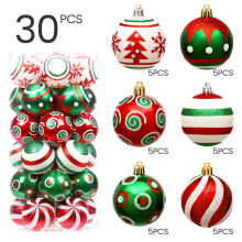 30pcs 2.36" Shatterproof Christmas Ball Ornaments, Plastic Xmas Tree Decorations Red White Baubles Compatible with Christmas Tree