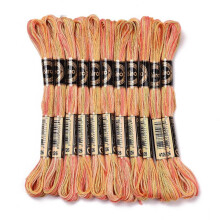 10 Skeins 6-Ply Polyester Embroidery Floss Cross Stitch Threads Segment Dyed Dark Orange 0.5mm about 8.75 Yards(8m)/skein