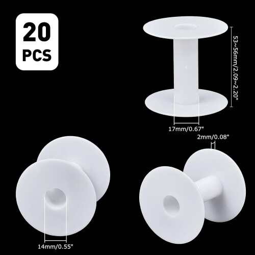 20PCS Small Empty Spools White Plastic Spools Wire Weaving Bobbins Ribbon Chain Tape Spools Craft for Embroidery Thread 2