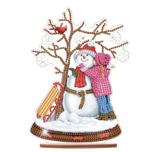 Diamond Art Painting Kit, Kissing Snowman DIY Desktop Decoration Diamond Art Ornament, Special Shape Diamond for Decorating Home Office Desktop
