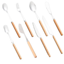 Conjunto de talheres Dsseng de 8 peças em aço inoxidável, polido espelhado, próprio para lava-louças (garfo de sobremesa e colher) - para casa,