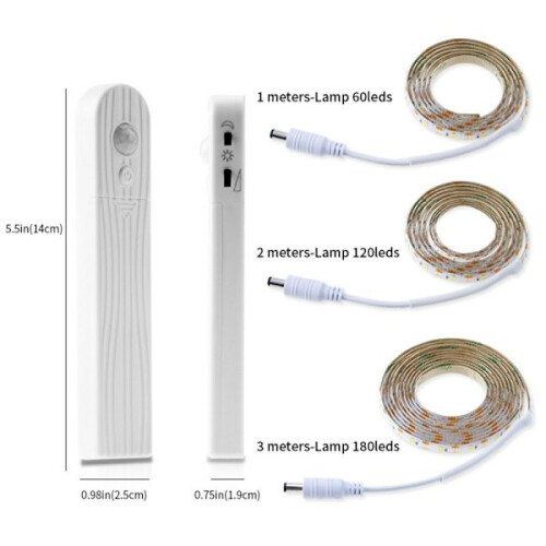 LED-lichtstrip met PIR-bewegingssensor, warm wit, 2 meter. 1