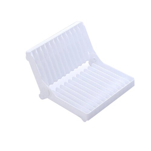 Scolapiatti pieghevole in plastica, portautensili e portautensili (bianco)