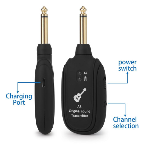 Luxtrada Sistem wireless pentru chitară, transmițător și receptor pentru chitară bas Vio 2