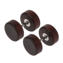 ZUARFY Natural Wood Screw Studs Earrings Fake Gauges Illusion Ear Piercing Plug Tunnel