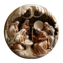 Sulaicai Kerststal Ornamenten - 3,15 inch diameter, kerstboomversiering, aandenken aan de geboorte van Jezus, cadeau voor christenen en familie, 1
