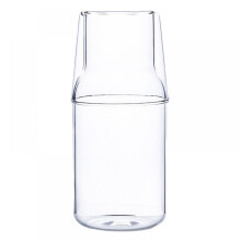 Ensemble carafe Ă eau en verre transparent 500 ml + 250 ml avec gobelet, utilisable dans la chambre, la salle de bain ou la cuisine, le gobelet sert