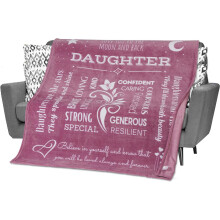 Cadeau de papa et maman pour leur fille - Plaid rose 127 x 152 cm - Décoration de chambre et cadeau d'anniversaire pour fille