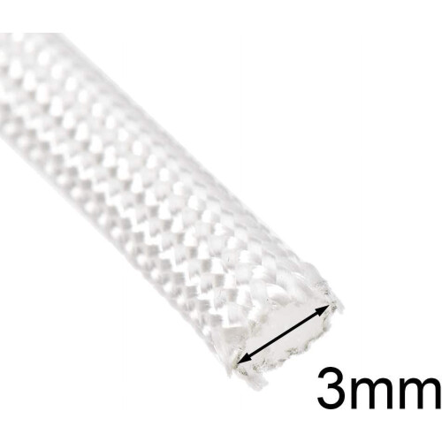 Insulation Braid Sleeving, 16.4Ft-3mm High TEMP Fiberglass Sleeve White 2