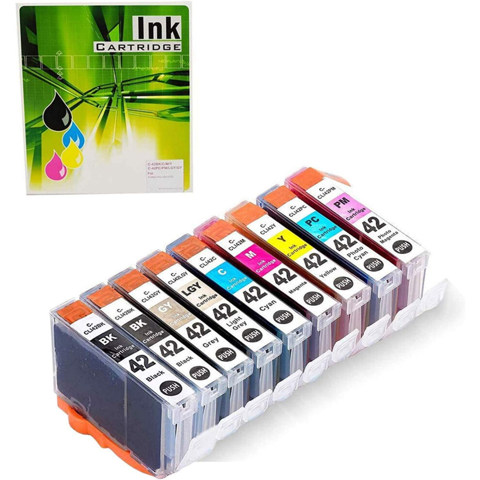 9 Pack Cli42 Pro-100 Ink Cartridges Compatible For Canon Cli-42 Cli 42 Ink 8 Color Work With Pixma Pro-100 Pro-100S Black/Cyan/Magenta 9110895189849