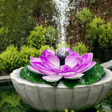 Lotus Shaped Solar Fountain, 6 Nozzles, Floating Solar Lotus Water Feature for Pond, Pool, Patio, Garden, Birdbath Decor