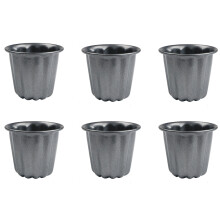 4/6pcs Carbon Steel Canele Baking Molds Cannele Muffin Cup Non-Stick Cannele Mould Gray-Black French Pastry Custard Cookie Mold