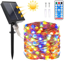 39FT 100LED Solar Fairy Lights Outdoor, Waterproof with Remote & Timer, Compatible with Garden Party Wedding Christmas Decor (Multicolored)