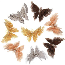 1 Box 10Pcs 3-Layer Butterfly Filigree Charms 34x26mm Rhinestone Hollow Fancy Charms for DIY Jewelry Making, Women's Crafts