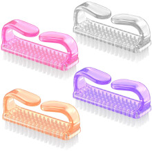 Plastic Handle Grip Nail Brush, Nail Brushes Hand Fingernail Brush Cleaner Scrubbing Kit Pedicure for Toes and Nails Men Women (4 Pack, Random Color)
