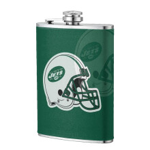 Jets Flagon Hip Flask 8oz, Food-Grade Stainless Steel Leather Pocket Flask - Compatible with Outdoor Sports, Camping, Weddings