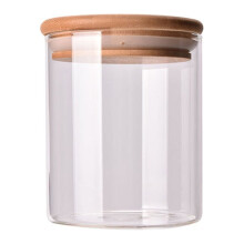Bocal en verre transparent hermétique avec couvercle en bois pour conserver les aliments en vrac (thé, café, sucre, sel)