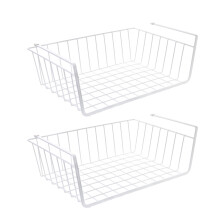 Paniers de rangement métalliques blancs en fil de fer wileqep pour sous-meuble - Lot de 2 - Dimensions : 40,6 x 26 x 14 cm