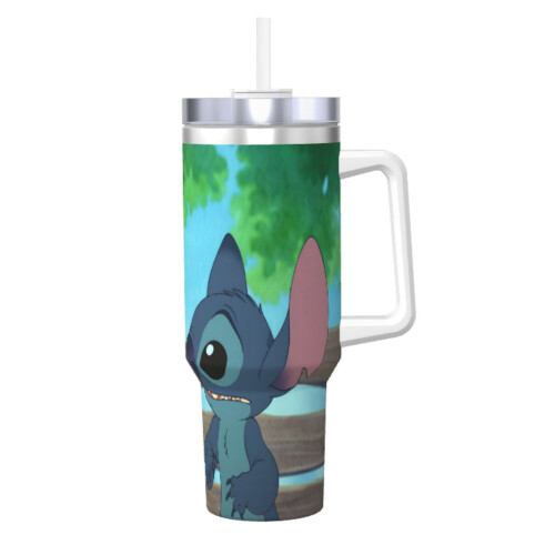Ποτήρι Stitch40Oz με λαβή και καλαμάκι, αδιάβροχο, μονωμένο, με καπάκι και καλαμάκι, 1