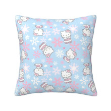 Housse de coussin carrée universelle Hello Kitty motif Noël et quatre saisons, en tissu, pour canapé, lit, chambre, salon, 45,7 x 45,7 cm