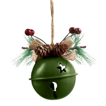 Décoration de Noël Bouanq : clochettes, 11,9 cm x 5,9 cm, grelots en métal avec étoiles découpées, pommes de pin et baies, décoration rustique