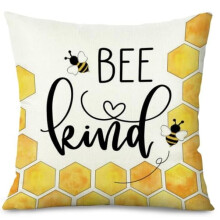 Housse de coussin décorative motif abeille printemps-été 45 x 45 cm, décoration champêtre printanière, citation jaune, housse de coussin pour