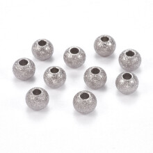 20 perline testurizzate rotonde in acciaio inossidabile 304 resistenti all'ossidazione, colore acciaio inossidabile 6x5mm, foro: 2mm, fai da te
