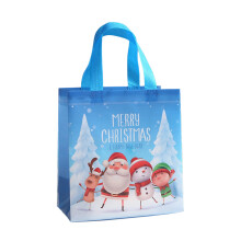 Sacs cadeaux de Noël, cabas bleu de 23 x 22 x 11 cm avec poignées, sacs en non-tissé pour emballages cadeaux de Noël et articles de fête