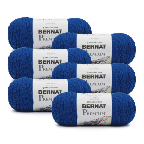 Bernat Premium #4Medium Akrylgarn, Kungsblå 7oz/198g, 360 Yards (6-pack)
