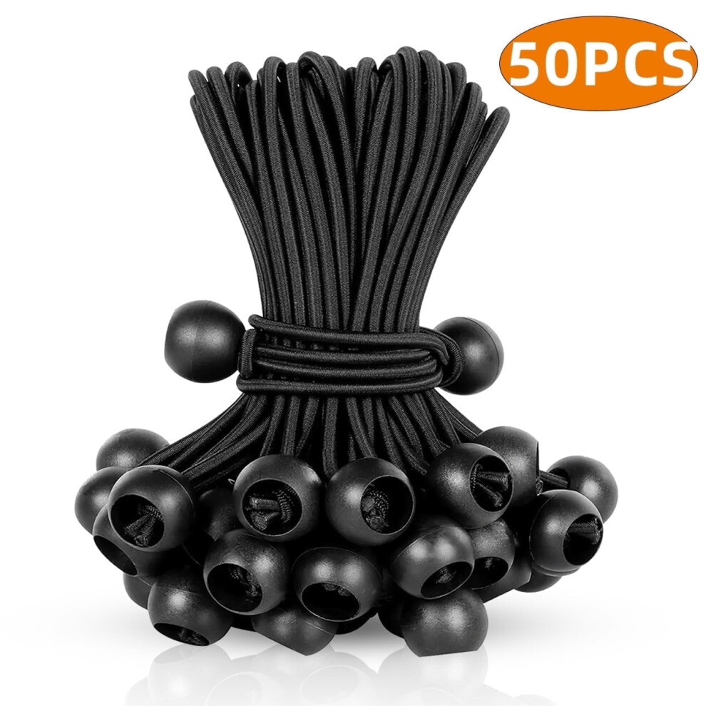 Heavy Duty Ball Bungee Cords, Elastic Bungie Cord Balls For Camping, Cargo, Set Of 50, 6 Inch 9425574789884