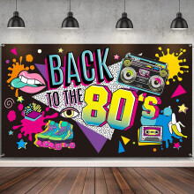 80-talsfestdekorationer Tillbaka till 80-talet-banner80-talsbakgrundsdekoration för fotobakgrund80-talsfesttillbehör, 71x43 tum