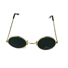 Lunettes de soleil rondes dorées à verres noirs