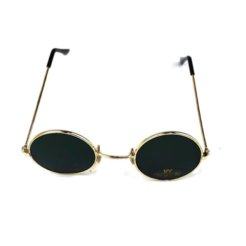 Lunettes de soleil rondes dorées à verres noirs