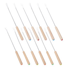 12pcs Stainless Steel Fondue Forks with Wooden Handles for Cheese Chocolate and Fruit