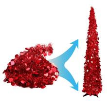 5ft Pop Up Christmas Tinsel Tree with Stand, Gorgeous Collapsible Artificial Christmas Tree for Christmas Decorations