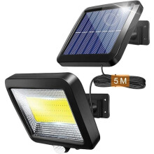 Solar outdoor light with infrared motion sensor, LED floodlight for