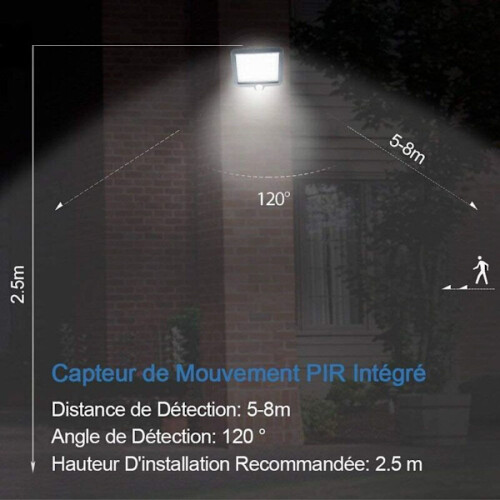 Solar outdoor light with infrared motion sensor, LED floodlight for 2