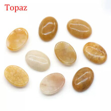 RSAMD 13*18mm Oval Cabochon Beads Flatback Cab Gemstone Polished Jewelry Making DIY-Topaz-5PCS (Random Pick)