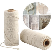 Xubond Cotton String 200m 2mm for Cooking, Crafts, Gift Wrapping, Gardening; Compatible with Kitchen, Roasting, Crocheting Kit; Beige