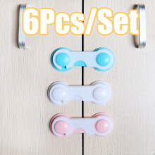 6Pcs Child Proof Locks for Cabinets, Drawers, Pantry, Closet - No Drilling Baby Safety Locks - Compatible with Wardrobe, Cupboard