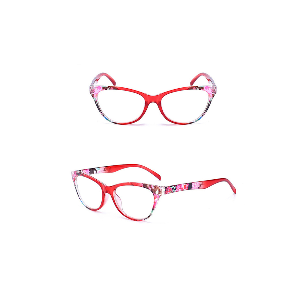 Elegant Comfortable Reading Glasses (Floral) Red +4