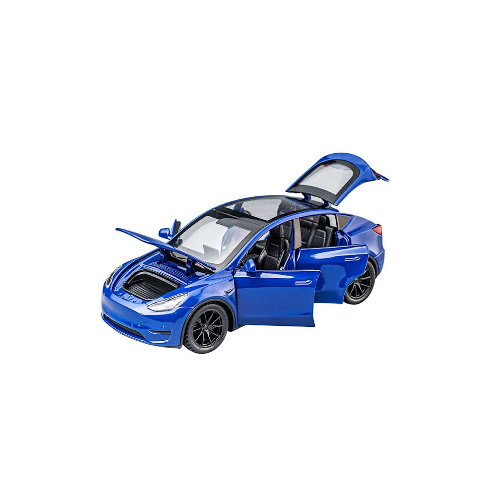 1/32 Tesla Model Y SUV Toy Car Model, Diecast Metal Alloy Sound and Light Pull Back 1:32 Series Gift for Boys Kids 1/32 Tesla Model Y blue