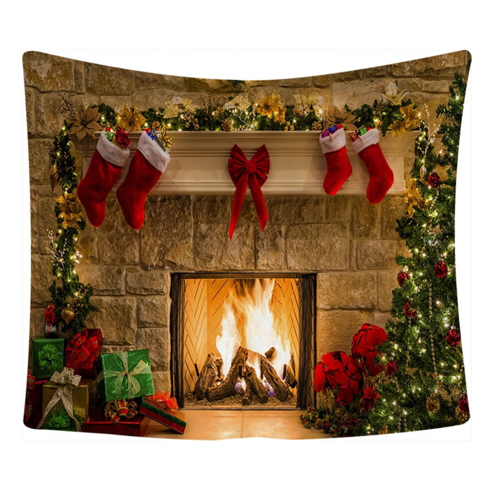 Hi.fancy Xmas Fireplace Backdrop Christmas Tree Photography Background Party Banner Home Decoration, 95X73cm 9083649973837