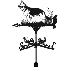 Sheepdog Roof Mount Weathervane Weatherproof Iron Animal Shape Wind Direction Indicator for Garden