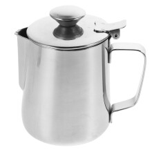 Stainless Steel Milk Frothing Pitcher with Lid, Precision Pouring Spout Latte Art Coffee Steaming Jug