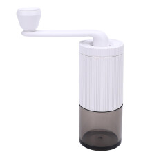 Manual Coffee Grinder with Adjustable Settings, Ceramic Burr, Bean Compartments for Travel Camping White