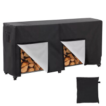 Firewood Rack Cover 8FT Waterproof PVC Coating Weather Resistant Outdoor Log Storage with Magic Stickers