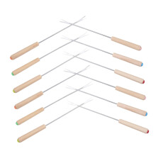 12pcs Stainless Steel Fondue Forks with Ergonomic Wooden Handles for Cheese Chocolate and Fruit Ref: 2642