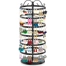 Présentoir à boucles d'oreilles rotatif métallique à 6 niveaux, tour de rangement pour boucles d'oreilles (264 trous), organisateur de boucles